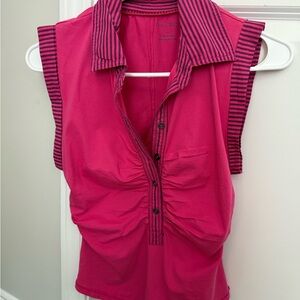 Y2K Pilcro Fuchsia and Navy Striped Blouse